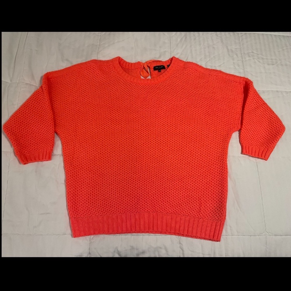 Ted Baker Coral Orange Oversized Boat Neck Chunky Sweater Women’s Size 5 XL Bow
